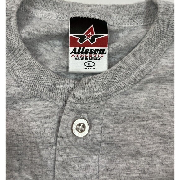 Vintage Youth Cal Ripken Baseball League Henley Tee T-shirt Size Large Kids Gray - Picture 3 of 5